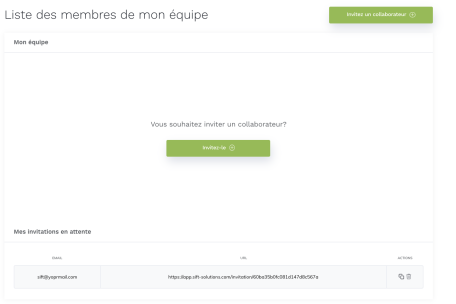 équipe invitation équipe invitation